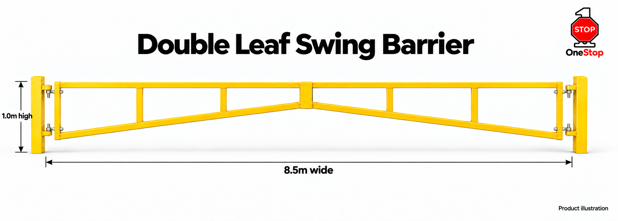 Double Leaf Swing Barrier 8.5m x 1.0m High - Galvanised & PPC