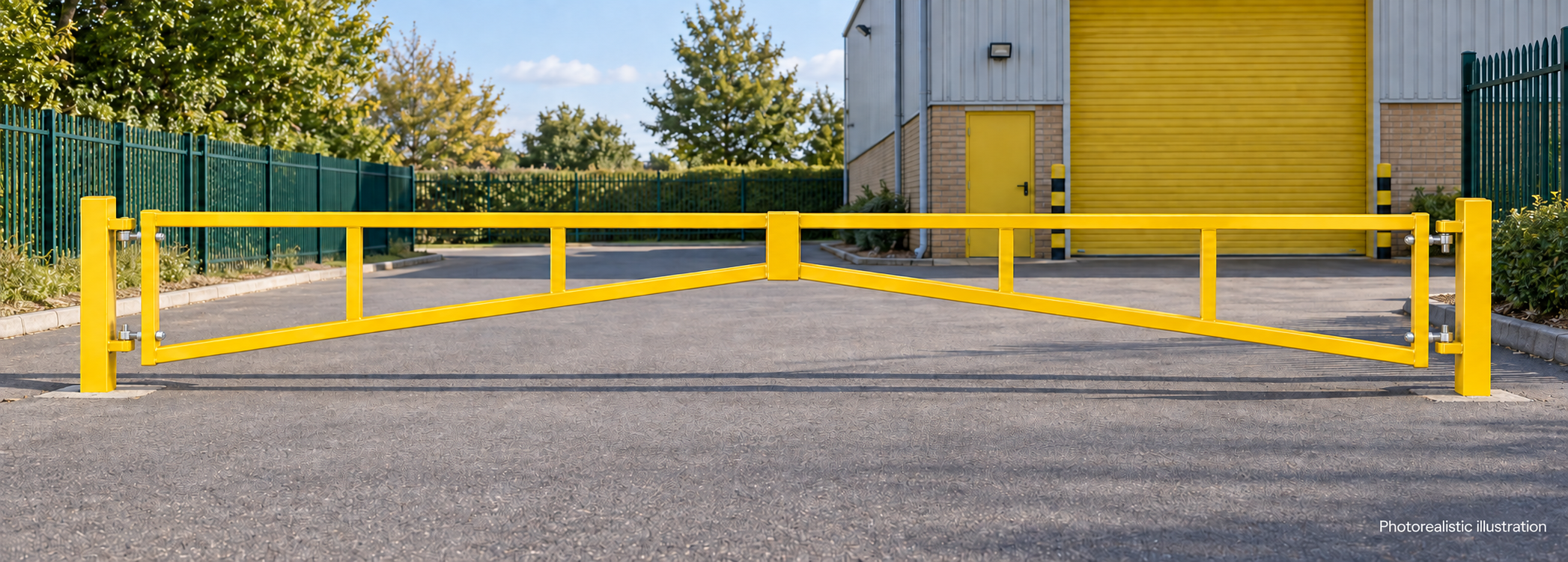 Double Leaf Swing Barrier 9.0m x 1.0m High - Galvanised & PPC