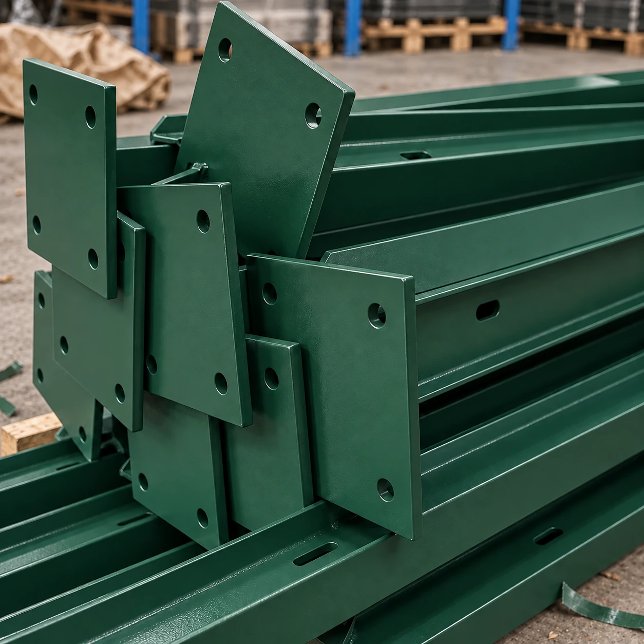 Traditional Bolt-Down RSJ Post - 3.0m - Galvanised & PPC Green RAL 6005