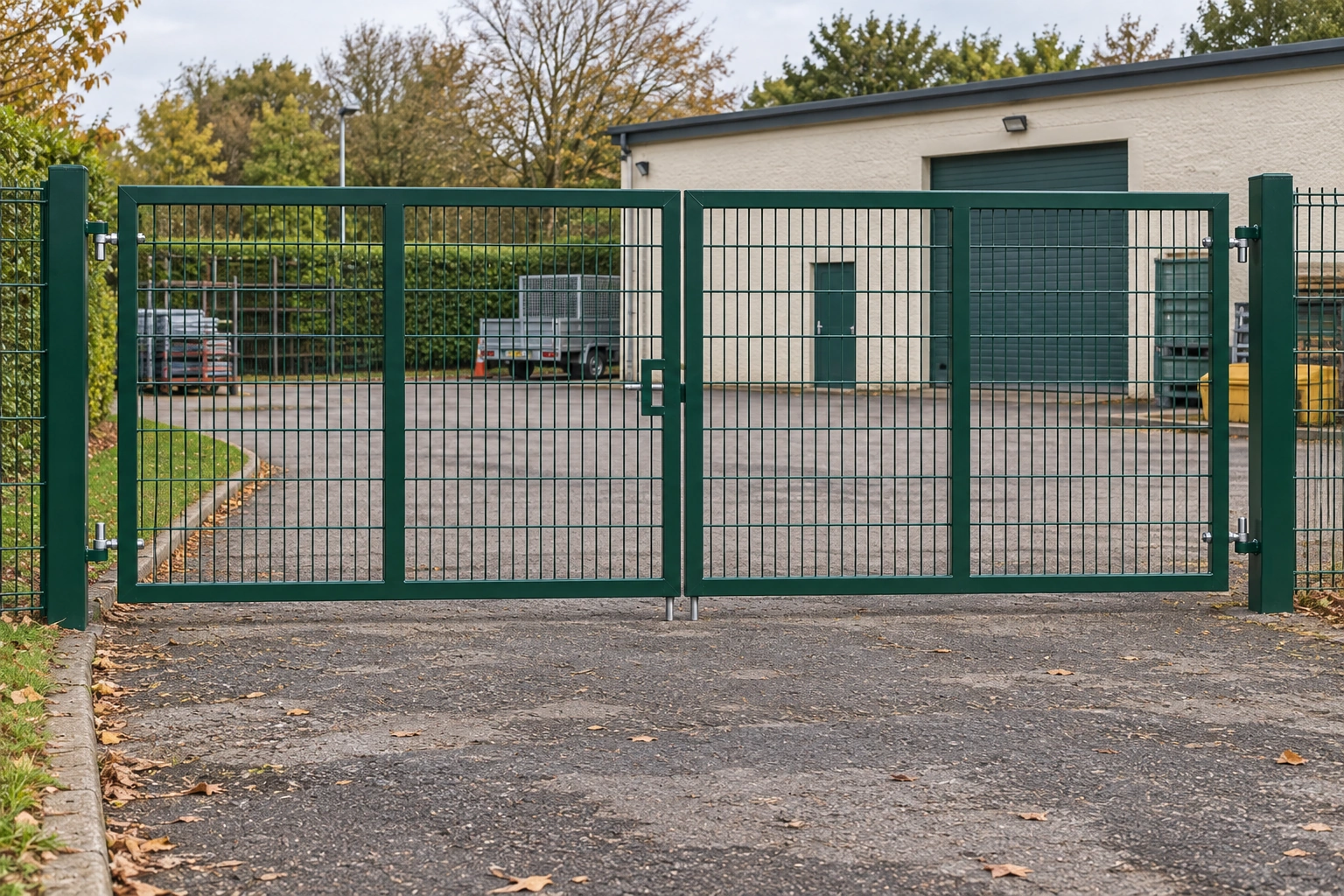 1.8m x 5.0m Steel Mesh Double Gate - Galvanised & PPC Green RAL 6005