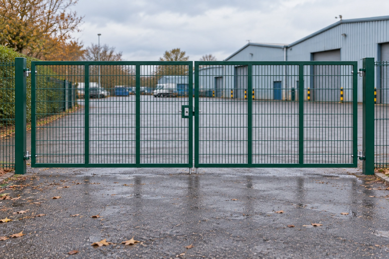 2.0m x 6.0m Steel Mesh Double Gate - Galvanised & PPC Green RAL 6005