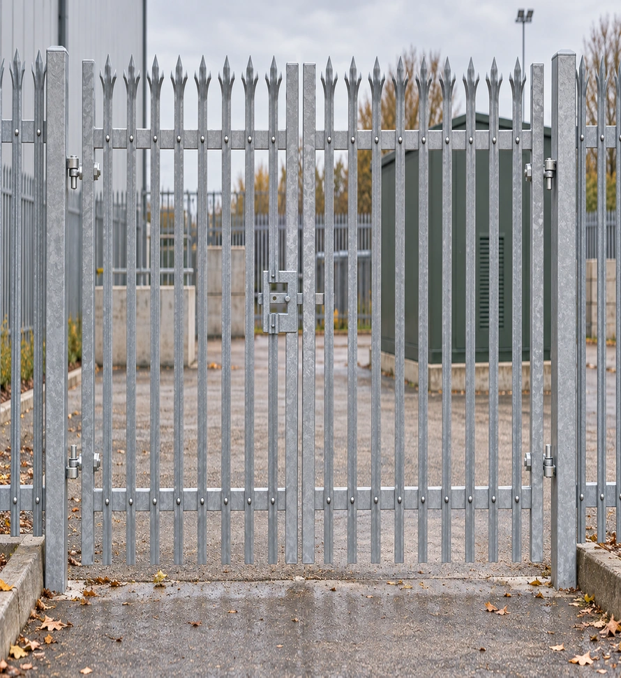2.0m x 2.0m Steel Palisade Double Gate - Galvanised