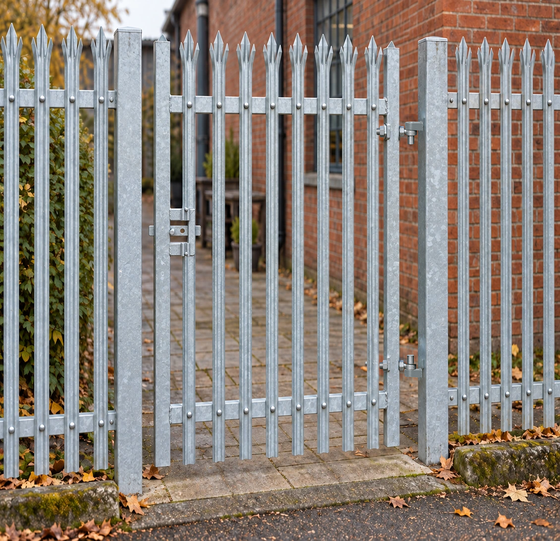 1.8m x 1.2m Steel Palisade Single Gate - Galvanised