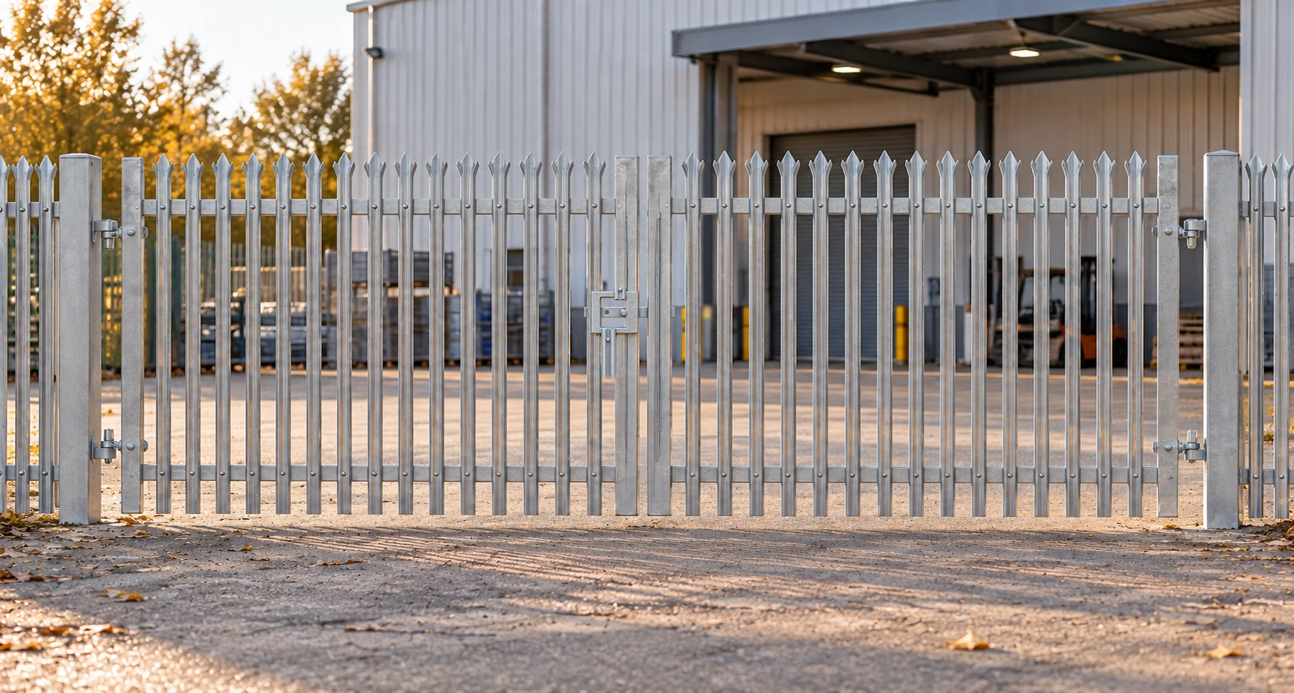 2.0m x 6.0m Steel Palisade Double Gate - Galvanised