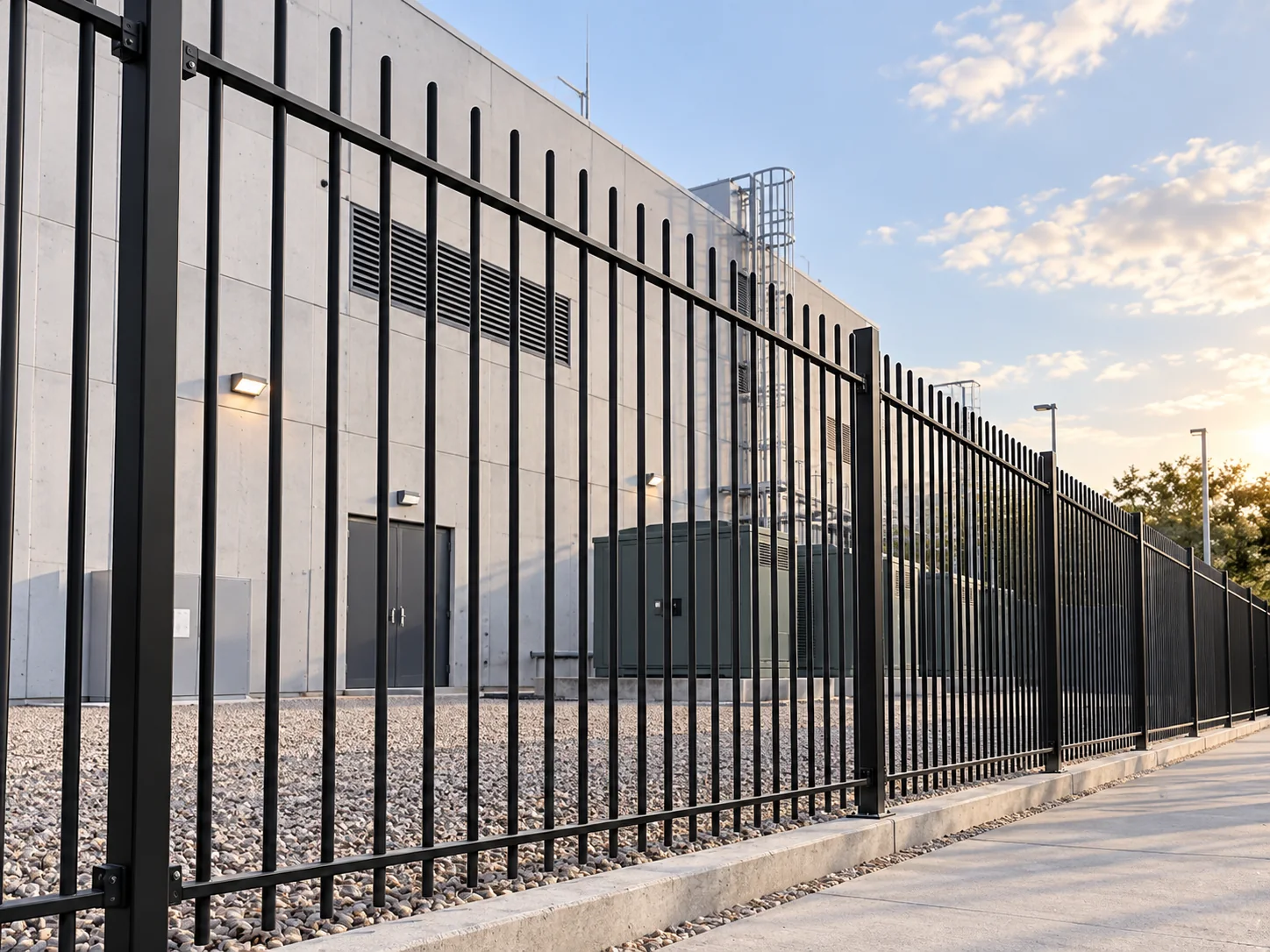 Vertical Bar Railing 2.0m x 2.4m High - Galvanised & Black PPC