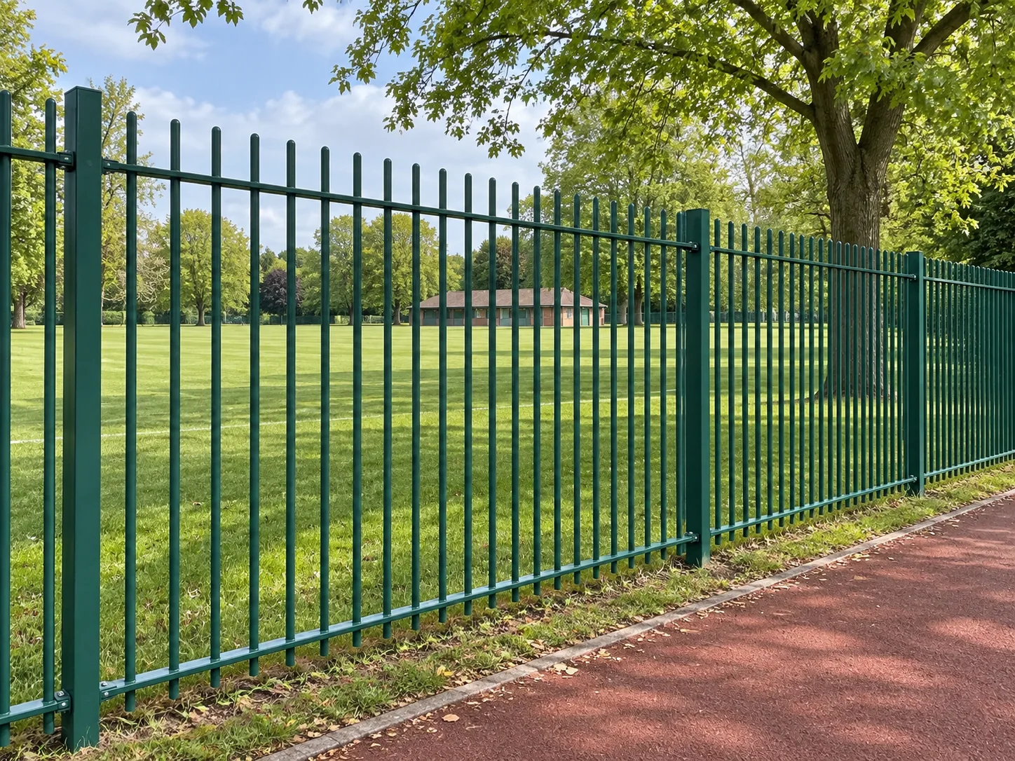 Vertical Bar Railing 2.0m x 2.0m High - Galvanised & Green PPC